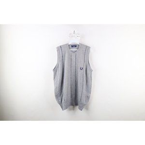 Vtg 90s Fred Perry Sportswear Mens Small Rainbow Striped Wool Knit Sweater Vest
